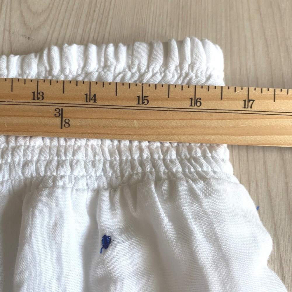 Boho Gauze Embroidered Tiered Maxi Skirt Women XL White Blue Floral Coastal NWT - Picture 7 of 9